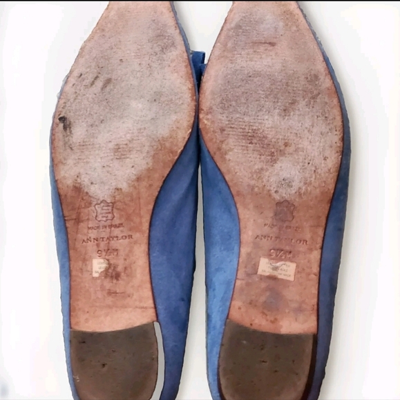 Ann Taylor Suede NuBuck Di Lauro Ballerina Flats Size 9.5 Color Blue - Picture 5 of 9